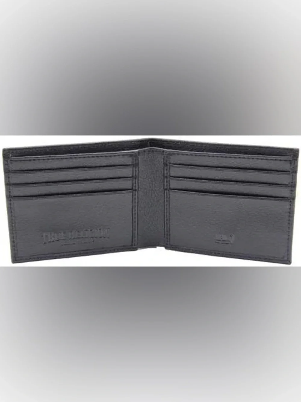 True Religion Black Men’s Bifold Wallet with Red Trim RFID Safe